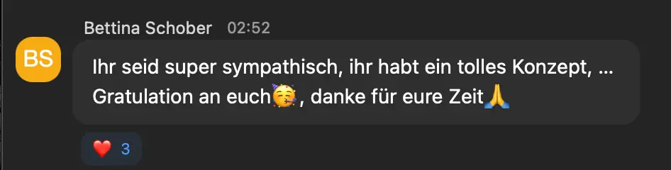 Feedback aus dem Zoom-Chat des Live-Events