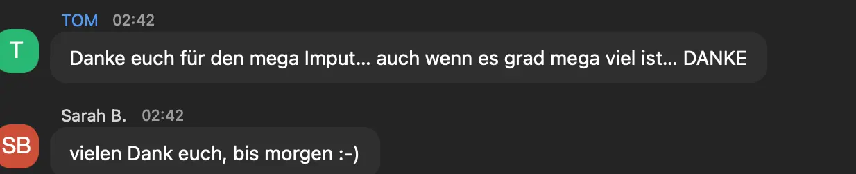 Feedback aus dem Zoom-Chat des Live-Events