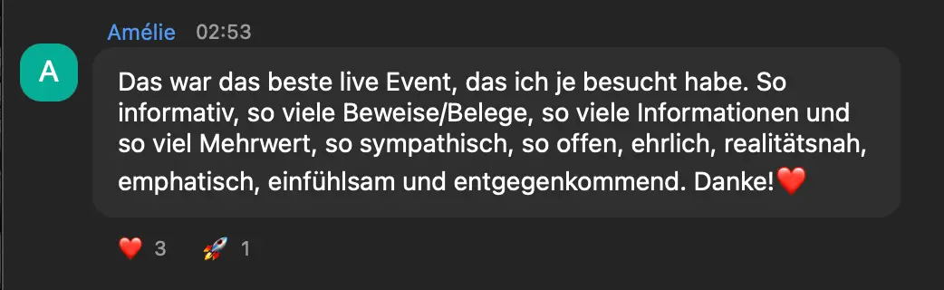 Feedback aus dem Zoom-Chat des Live-Events
