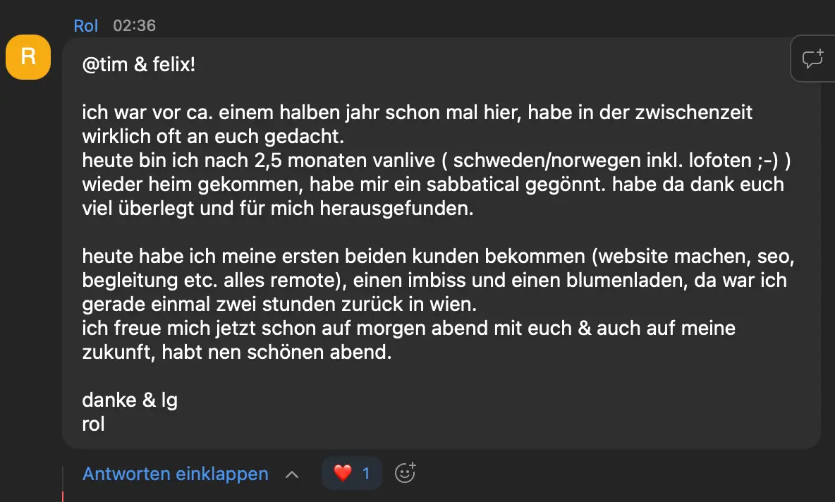 Feedback aus dem Zoom-Chat des Live-Events